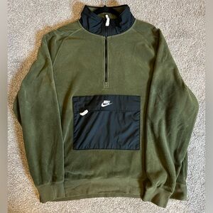 Nike Fleece 1/4 Zip Pullover, Men’s XL, Olive Green